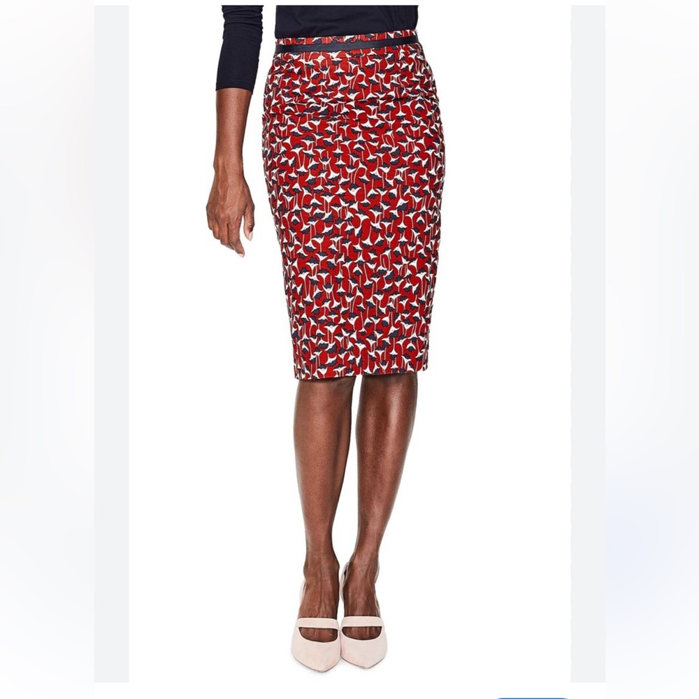 Boden Blue and Red Floral Print A Line Skirt. Woman's size 8R